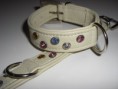 Lederhalsband mit Strass ´fantastic´Creme